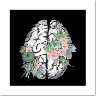 Brain human anatomy,succulents plants, mental Posters and Art